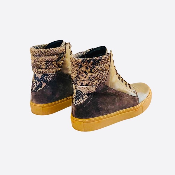 RENVY LEATHER TAUPE PADDED HI- TOPS - Picture 6 of 9